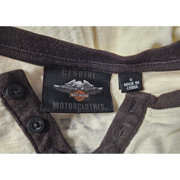 Harley Davidson Women's Winged Logo Short Sleeve Henley - Picture 9 of 9